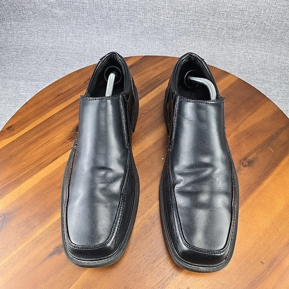 Dockers Mens Black Slip On Loafers Square Toe Bicycle Stitch Dress Shoes Sz 10.5